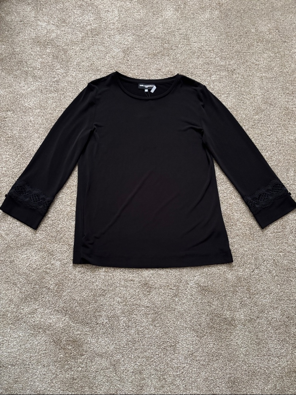 Karl Lagerfeld Black Scoop Neck Knit Top